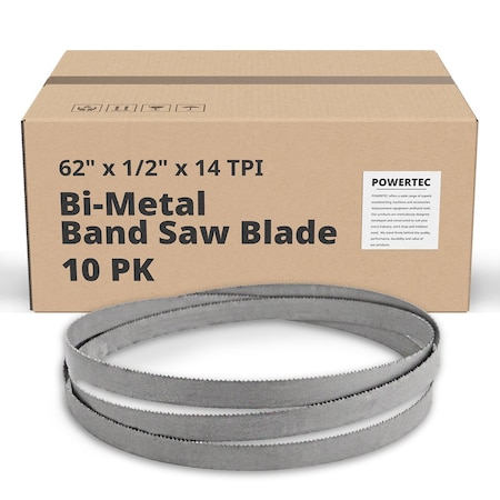 Powertec 62 in L, 1/2 in W, 14 TPI, Bi-Metal, 0.025 in Thick, 10 PK 13230-P10